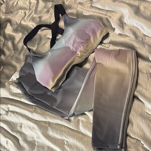 ALO Yoga Pastel Gradient Sports Bra and Leggings, EUC M